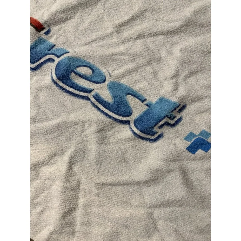 Vtg Cotton Beach Bath Towel  Crest Oral B Toothpaste  Dental advertisement Read